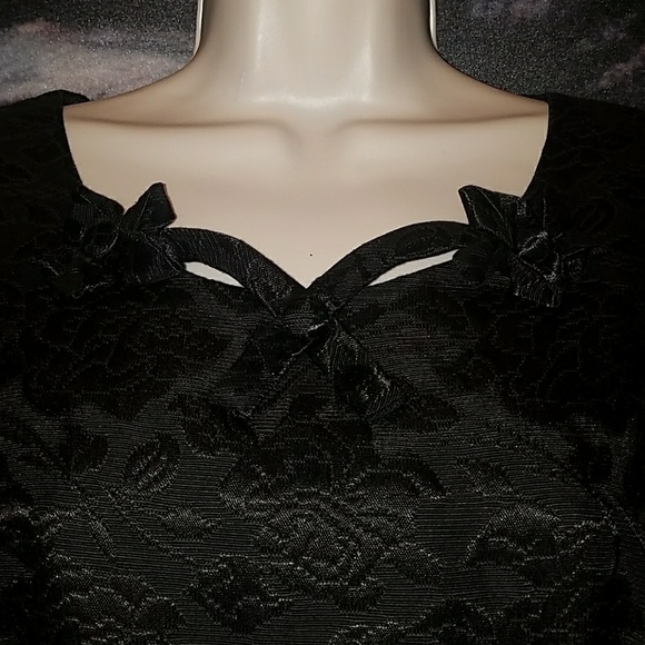 Sir Rob Authentic 1950's Black Brocade Roses Dress - Picture 2 of 8